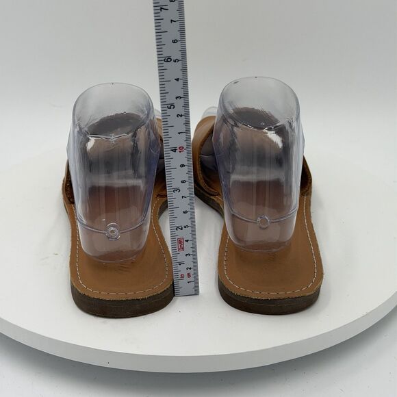 Madewell The Boardwalk Post Slide Women's Size 8.5 Tan Leather Sandals Thong - Picture 5 of 8